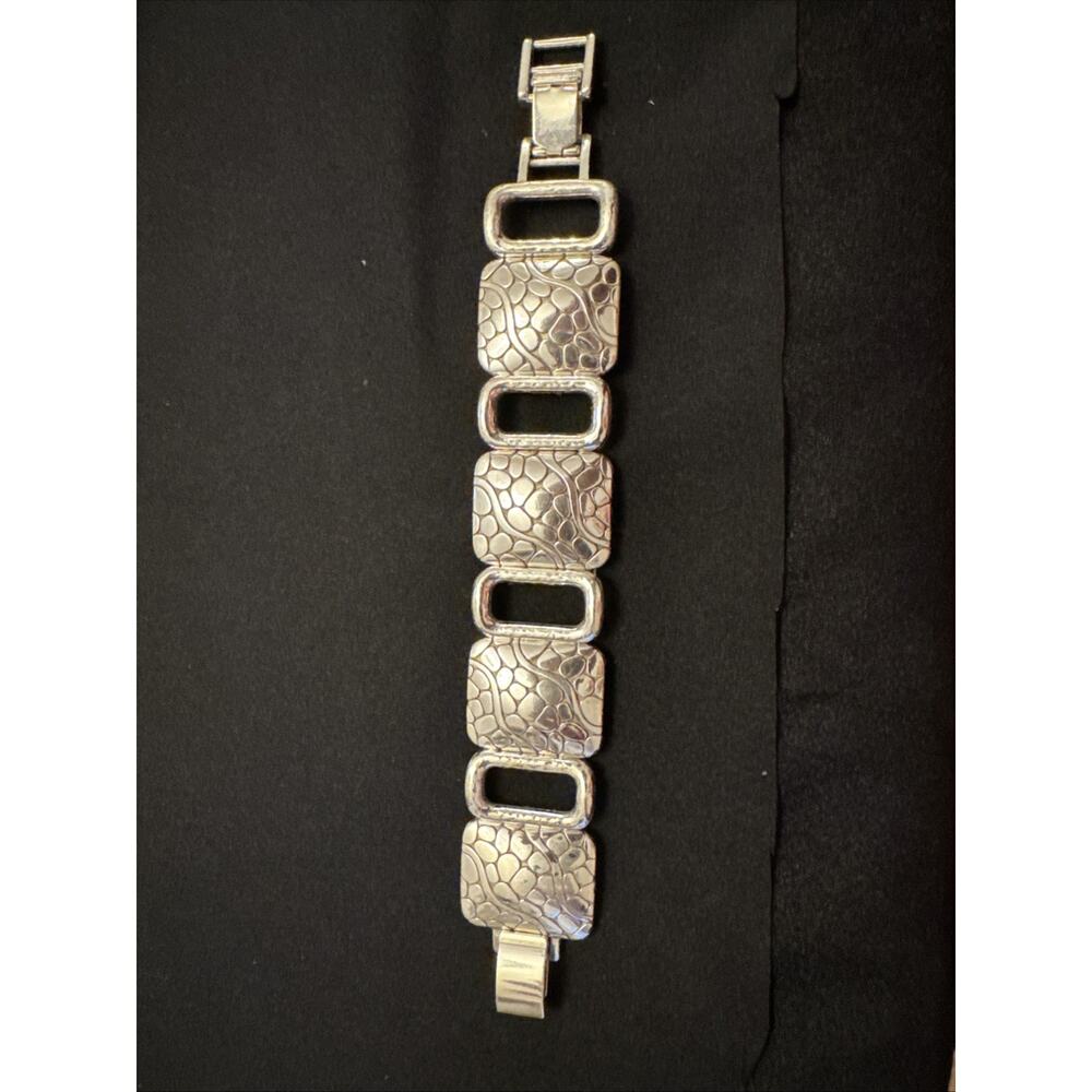 Brighton Sterling Silver Plated Pebble Square Link Bracelet